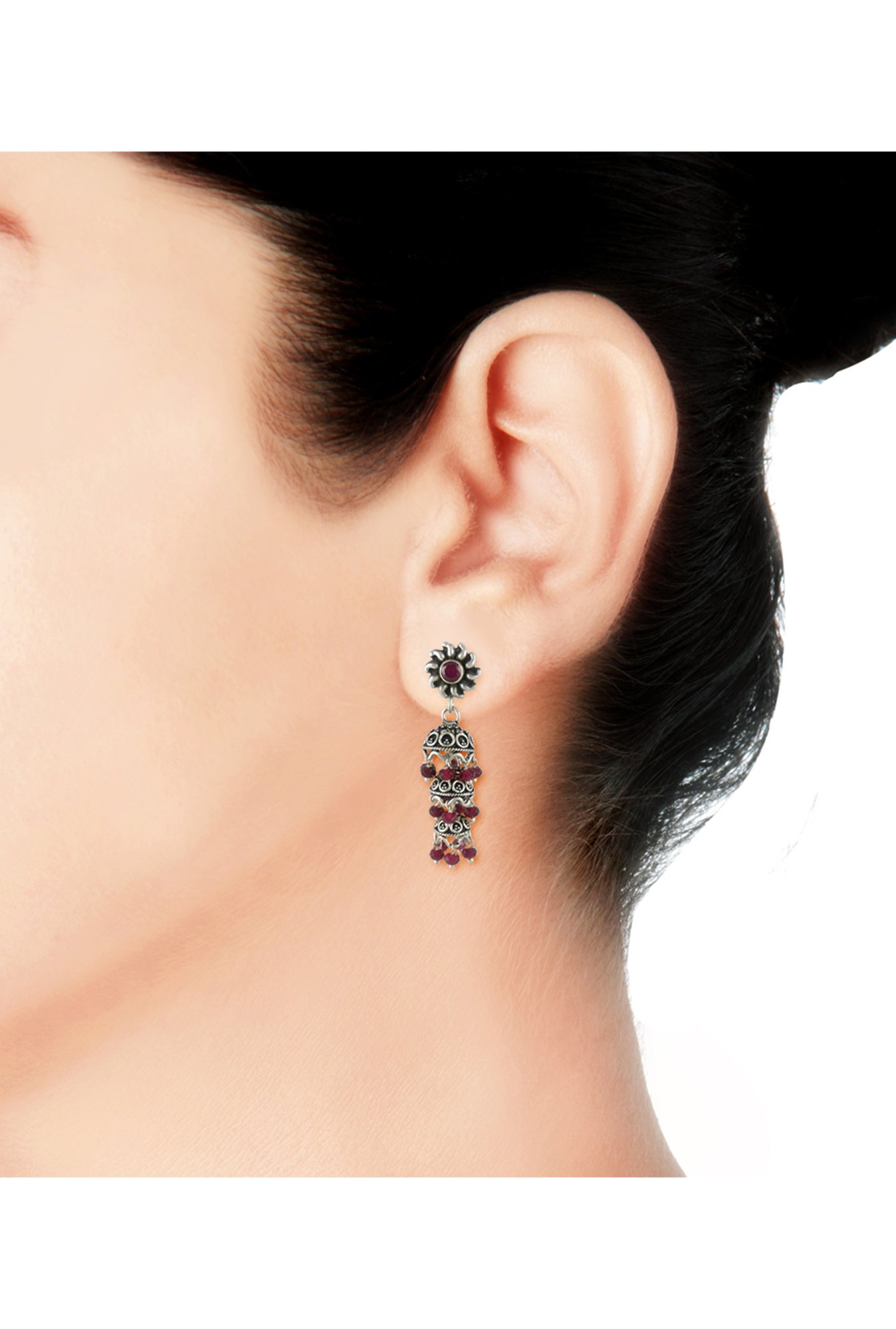 Taraash Floral 92.5 Sterling Silver Earrings