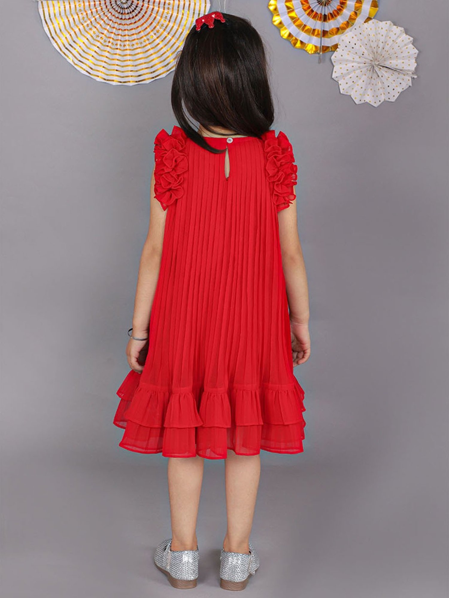 Lil Drama Kids Red Solid Dress