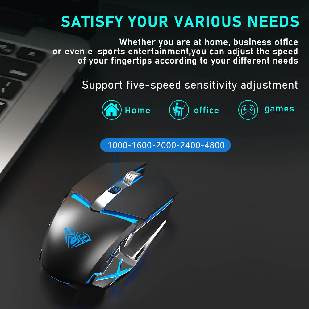 AULA SC400 Rechargeable 2.4G Wireless Gaming Mouse Cool Backlight and Greener charging design for laptop computer