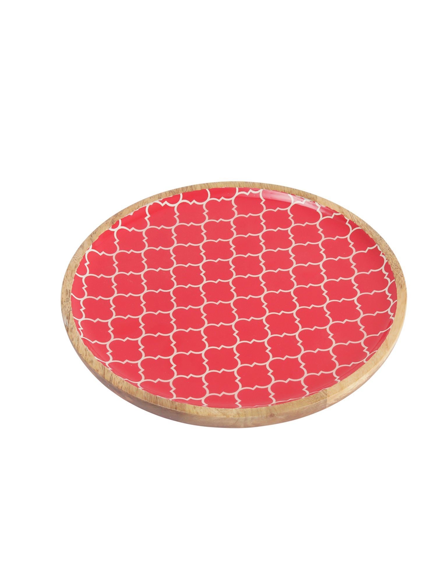 VarEesha Red Wood Round Serving Plate - Set of 1