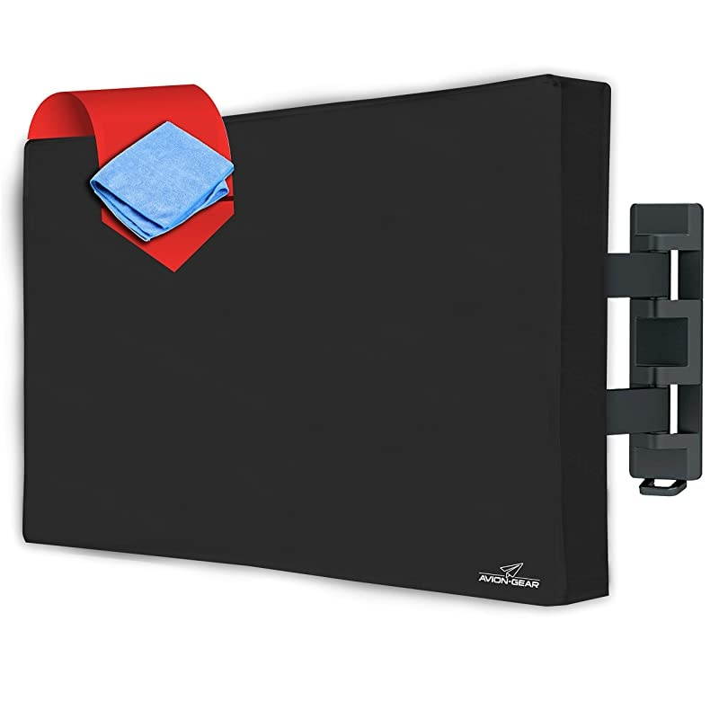TV Cover - 50/52 inch Black Weatherproof & Waterproof Universal Television Protector for Flat Screen LED, LCD TV Screens w/Sealed Fit & Remote Storage - Fits Standard Mounts & Stands