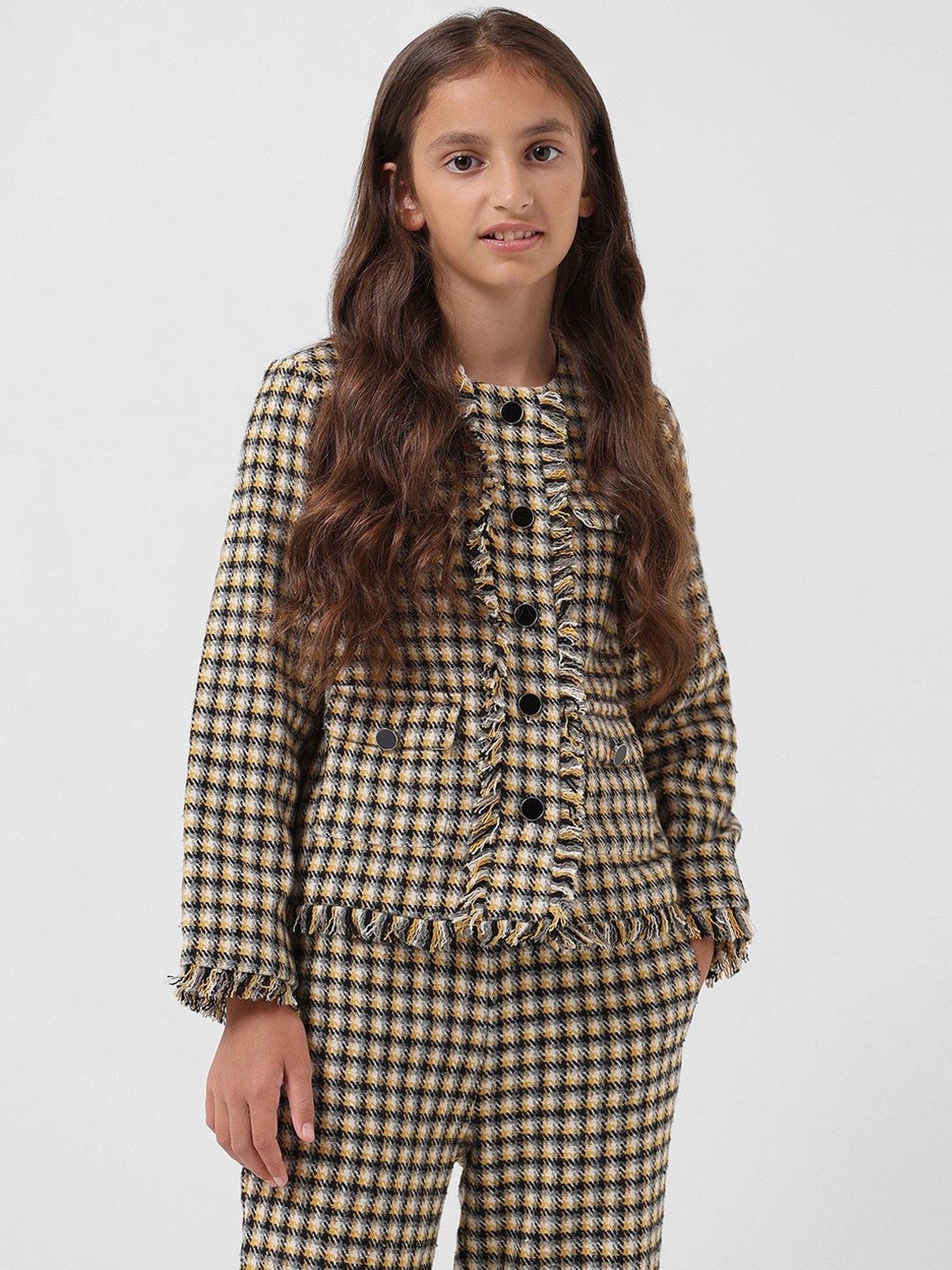 VERO MODA GIRL Multicolor Checks Full Sleeves Jacket
