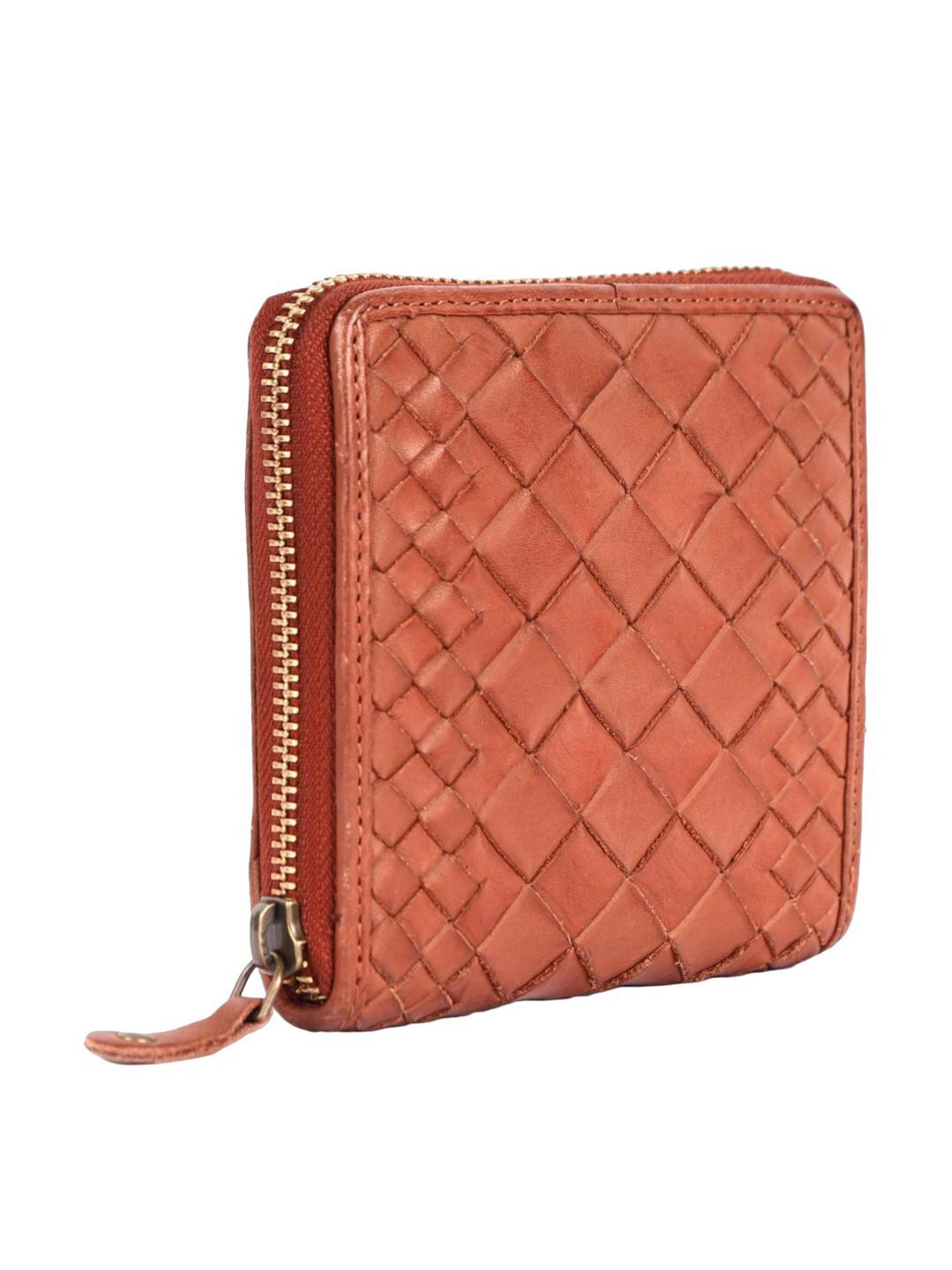 KOMPANERO MARQUIS Tan Textured Zip Around Wallet for Women