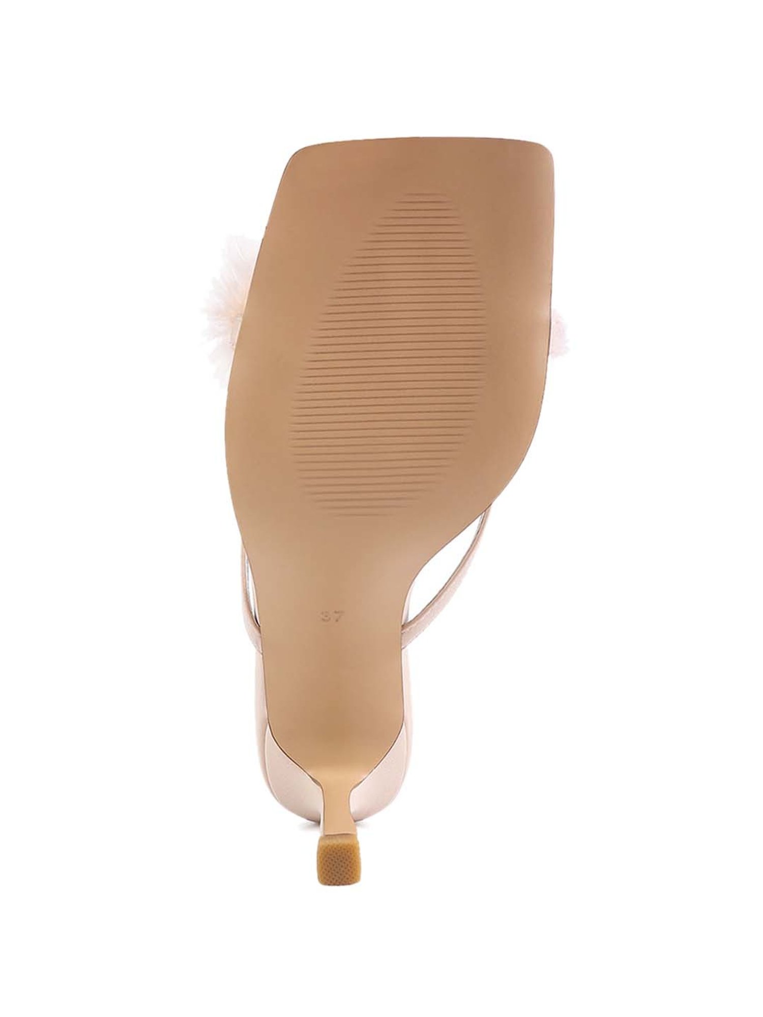 London Rag Women's Feather Detail Beige Stilettos