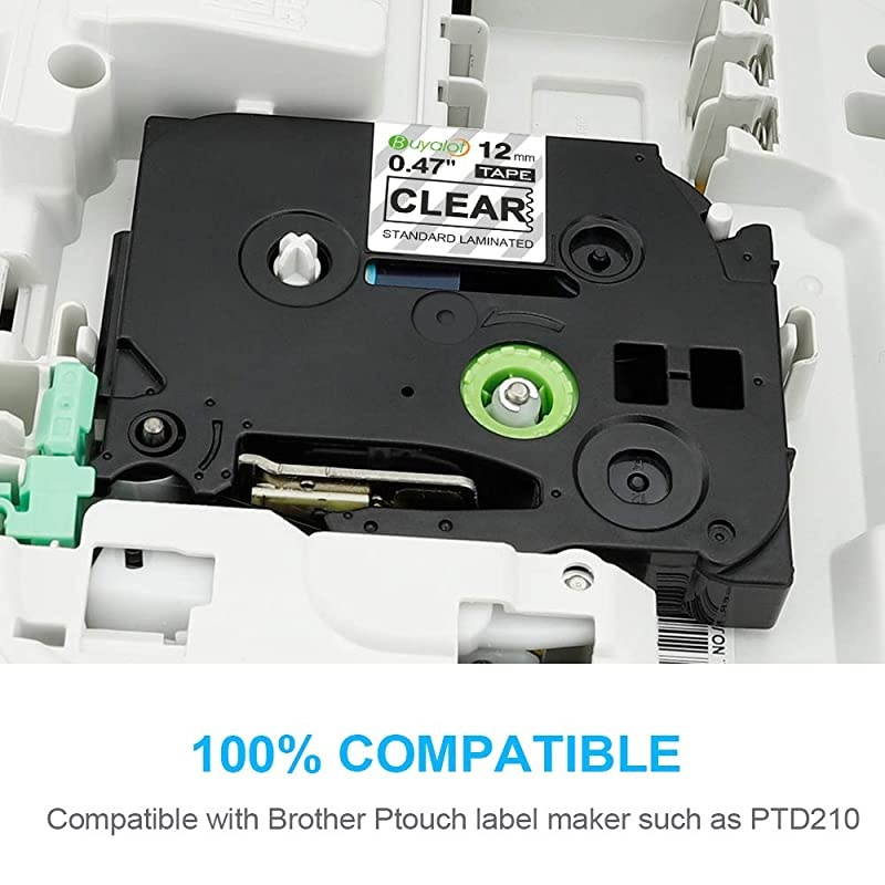 Compatible Label Tape Replacement for Brother Ptouch Clear Label Tape TZe131 12mm 047 Inch Laminated TZ Tape Black on Clear Compatible with Brother Ptouch PTD210 PTH110 PT1280 PT1880 3Pack