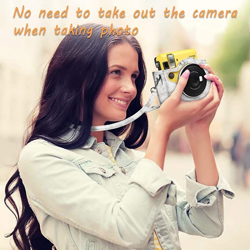 Protective Case for Fujifilm Instax Mini 70 - Premium Vegan Leather Bag Cover for Fujifilm Instax Mini 70 Instant Film Camera with Removable Adjustable Strap, Vintage Black