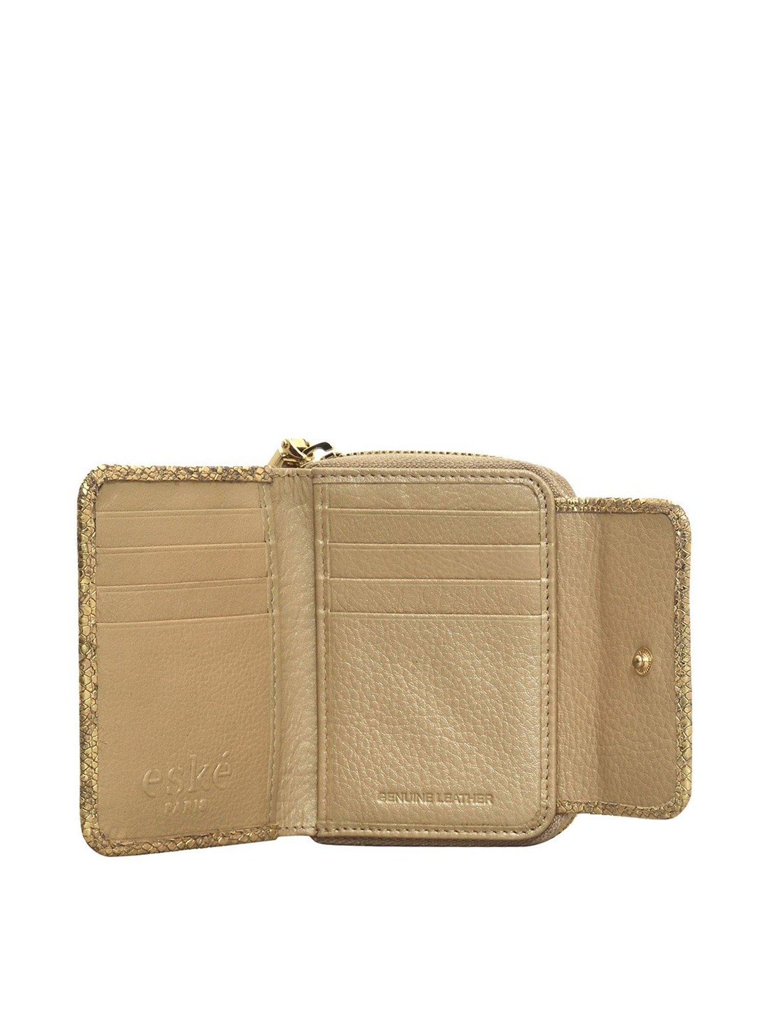 Eske Gold Printed Zip Around Wallet for Women