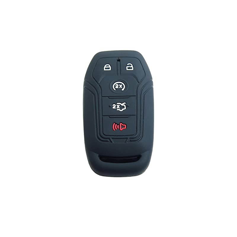 Autotech Remote Key Silicone Rubber Keyless Entry Shell Case Fob and Key Skin Cover fit for Ford Mustang Fusion Lincoln MKZ MKC F450 F150 2015 Ford Fusion SE 1 Pair Black