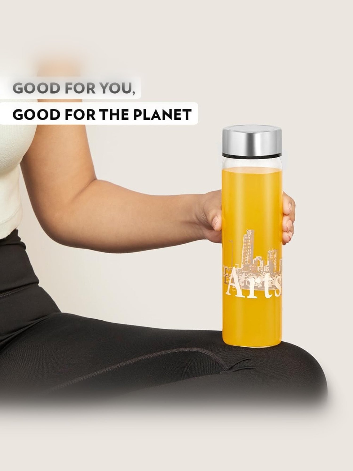 Borosil Water Bottle with Fridge Safe & Leakproof Set of 2 (Transparent, 550 ml)