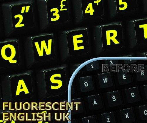 GLOWING FLUORESCENT ENGLISH UK LARGE LETTERING NEW KEYBOARD LABELS