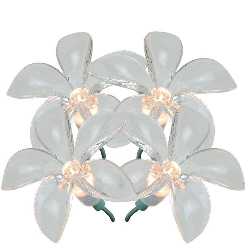J. Hofert Co 20ct Plumeria Flower Shaped Outdoor String Lights Clear - 8' Green Wire