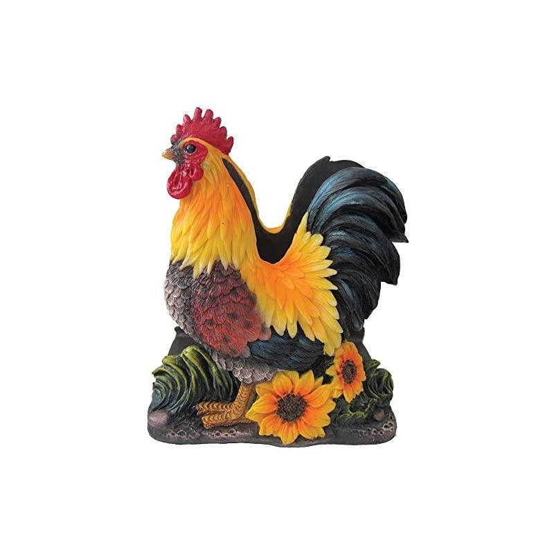 Farm Rooster on Sunflowers Kitchen Napkin Holder Statue Decorative Figurine Of Chickens Roosters Hens Chicks Farm Animal Decor