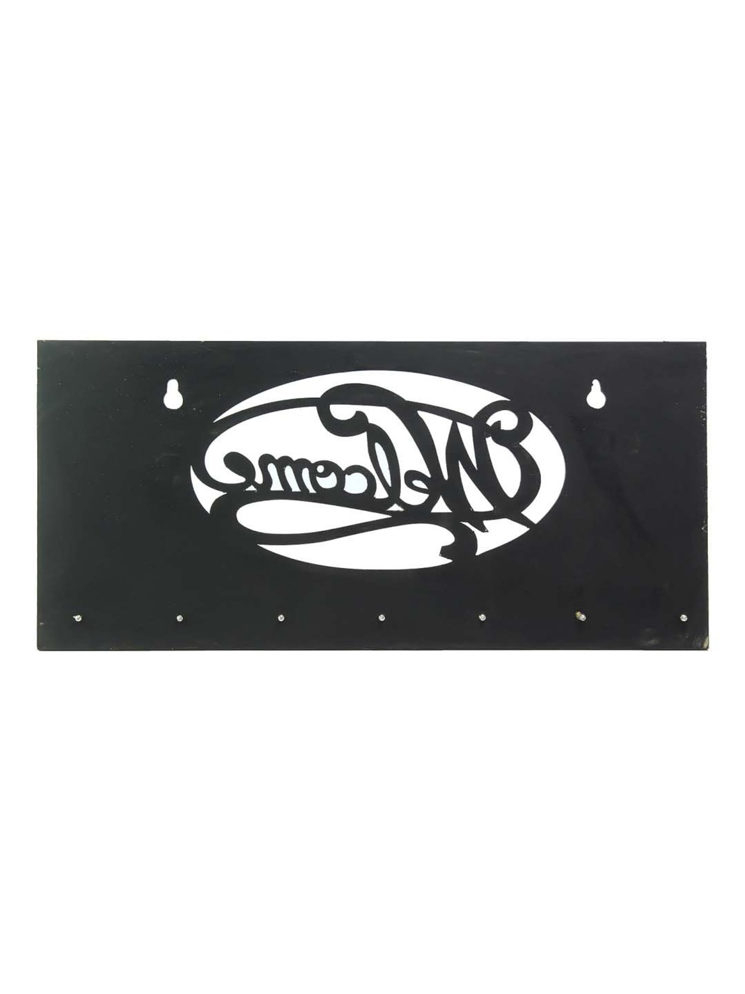 eCraftIndia Welcome Theme Wooden Key Holder with 7 Hooks