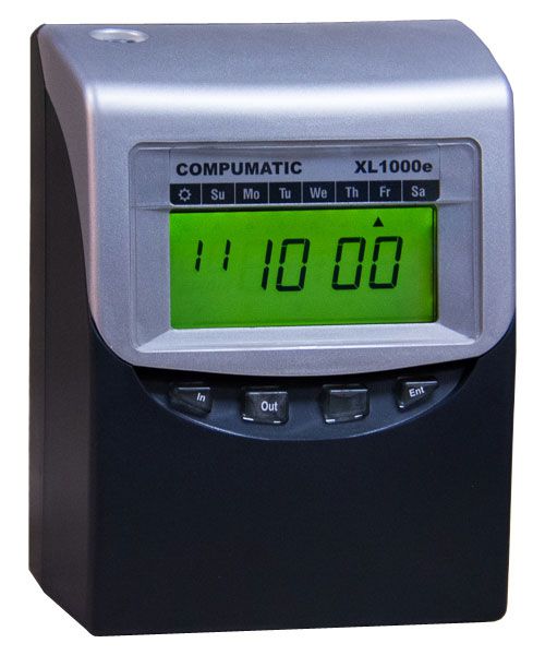 COMPUMATIC XL1000e Computerized Calculating Time Recorder
Fully Automatic & Self Totaling Time Clock (w/ 100 cards included free), Part# XL1000e