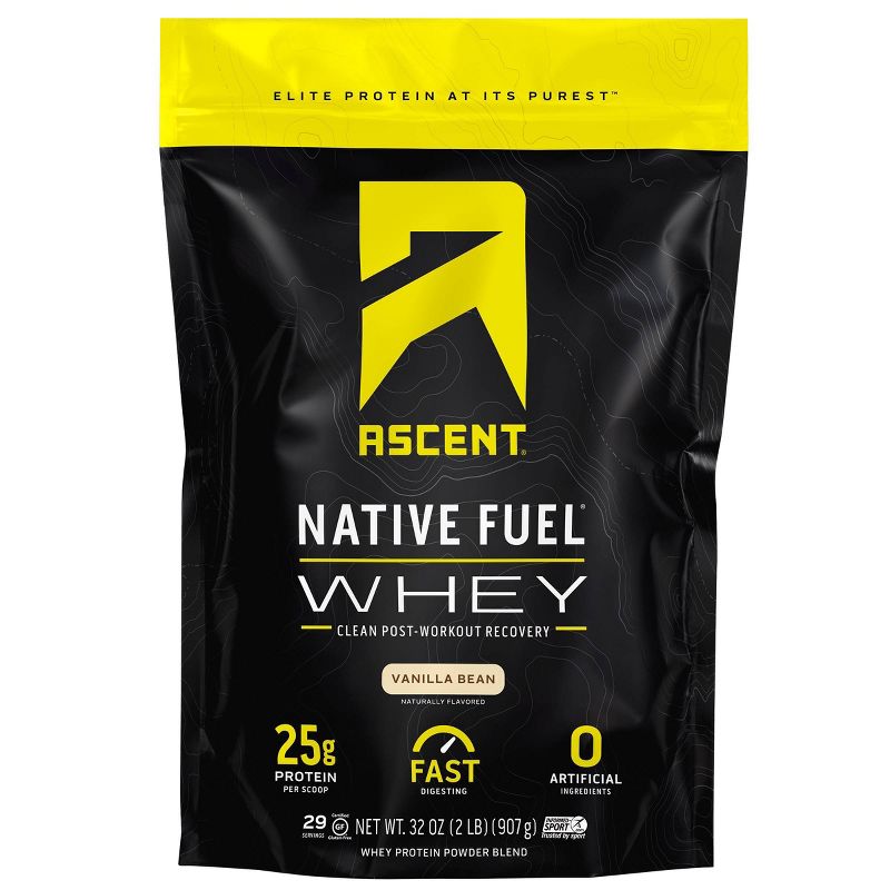 Ascent Native Fuel Whey Protein Powder - Vanilla Bean - 2lbs