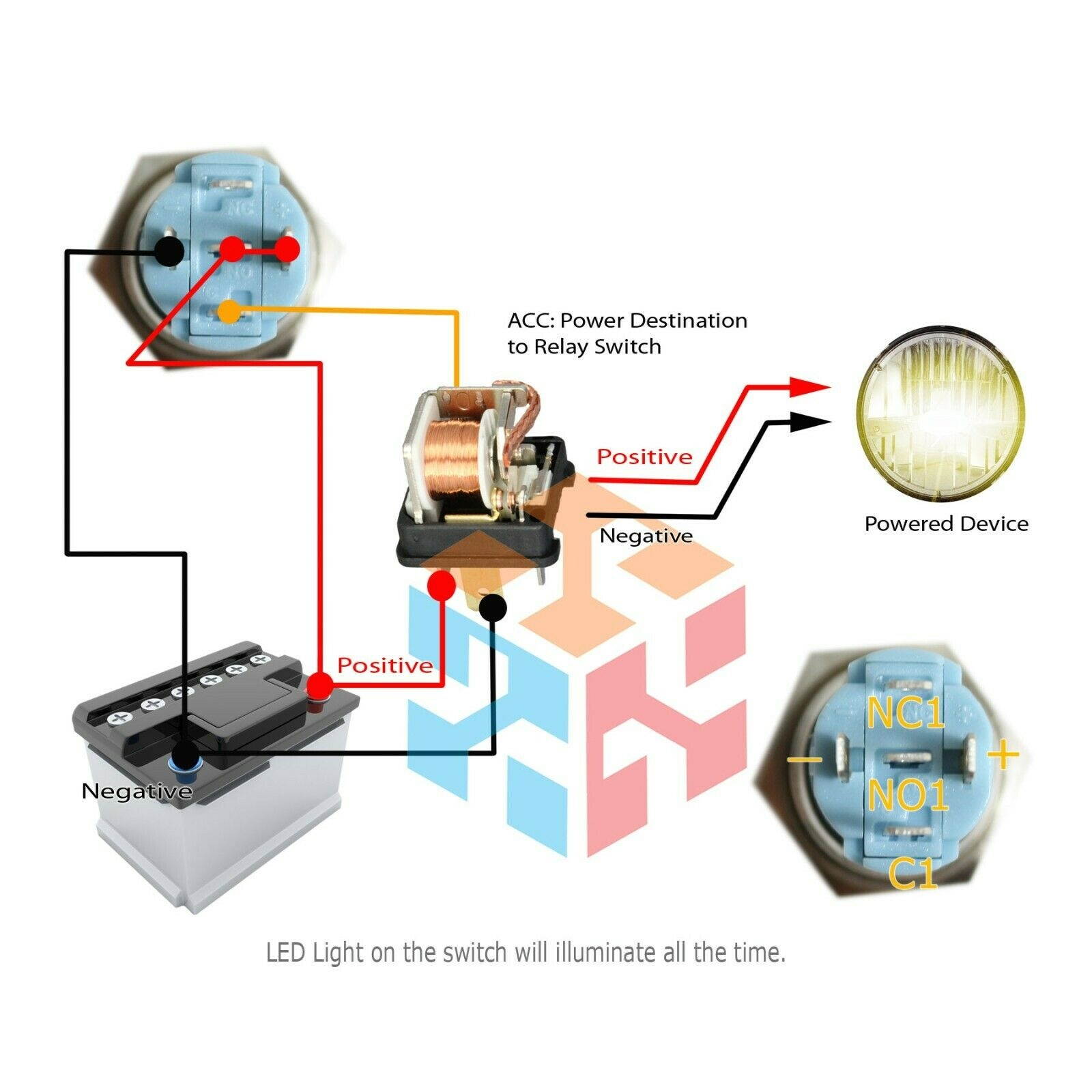 Durable 12V Led 16mm Car Momentary Push Button Amber Angel Eye Metal  Switch