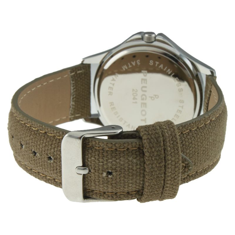 Men's Peugeot  Military Style Canvas Strap Watch - Green