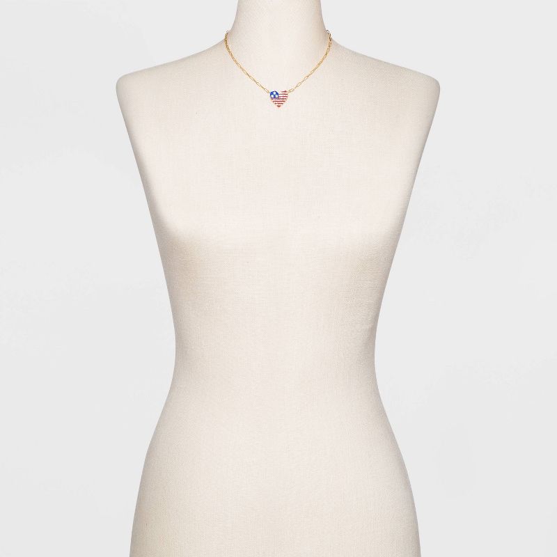 SUGARFIX by BaubleBar Star-Spangled Heart Pendant Necklace - Red/White/Blue