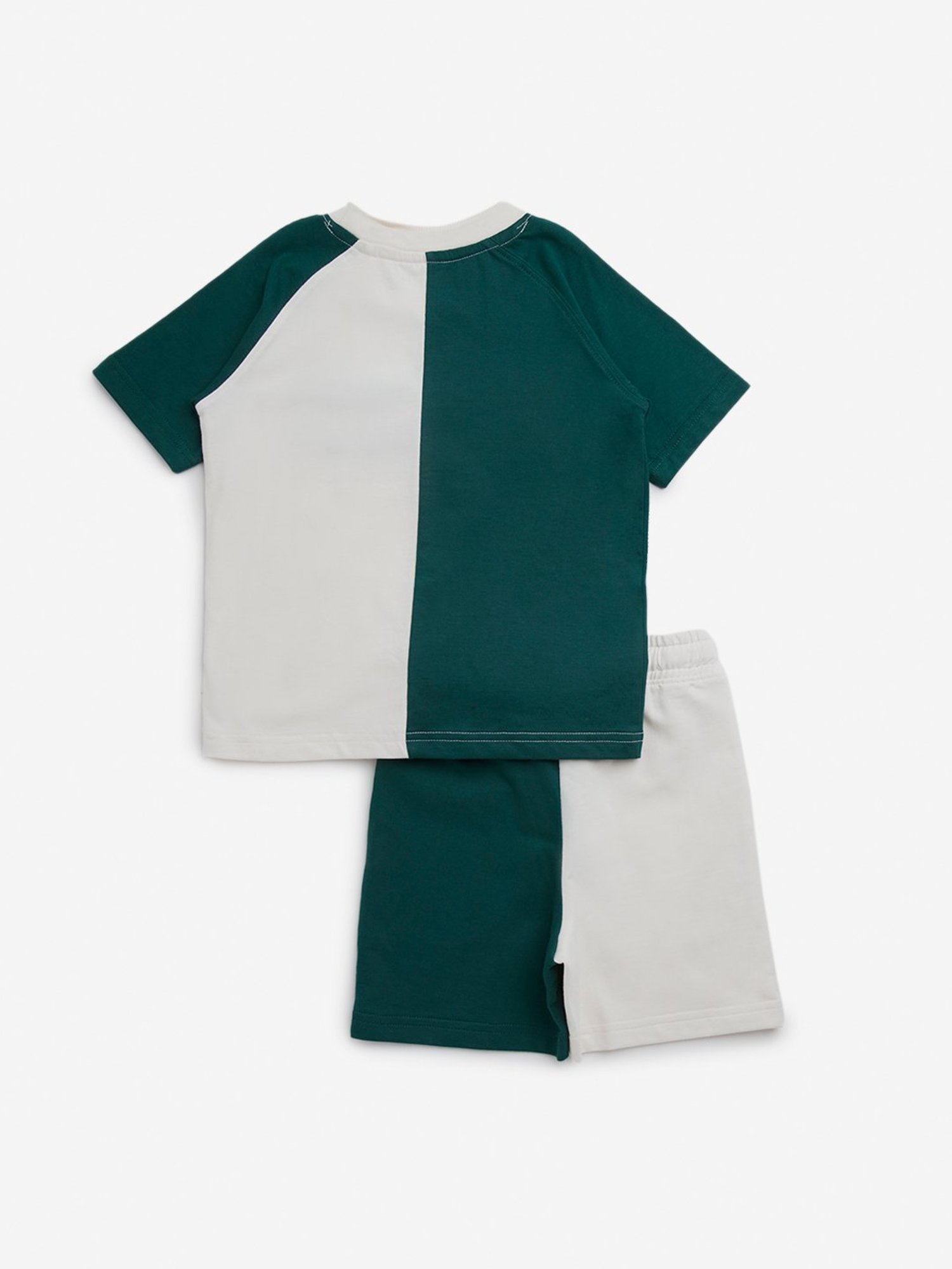 HOP Kids by Westside Green Text Design Cotton T-Shirt and Shorts Set