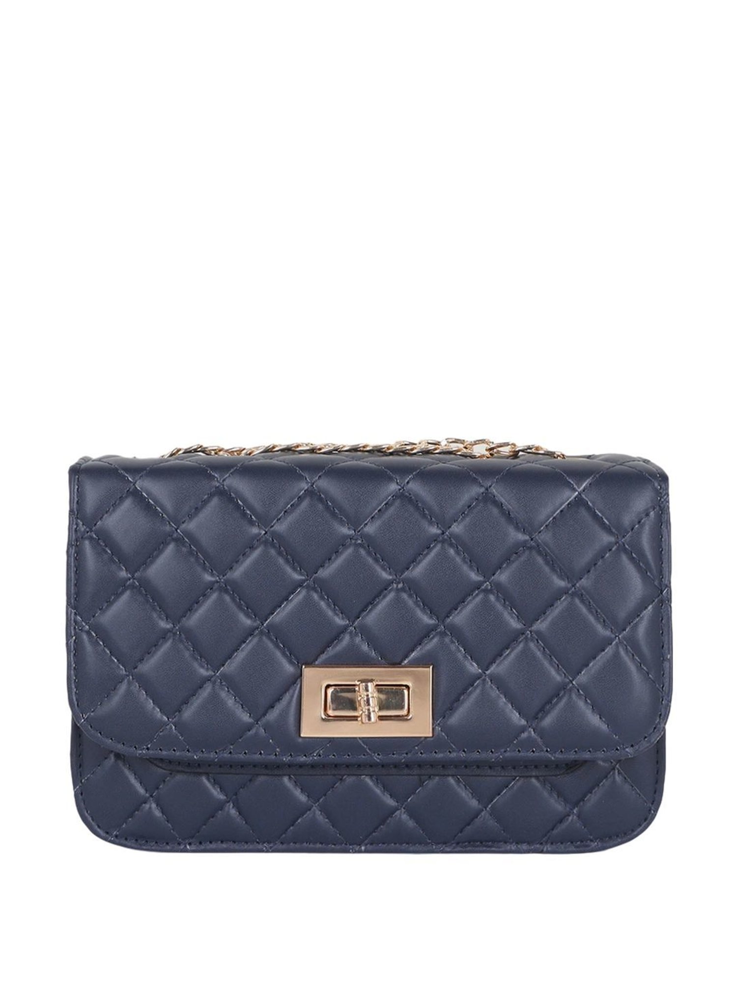 Carlton London Navy Quilted Medium Sling Handbag