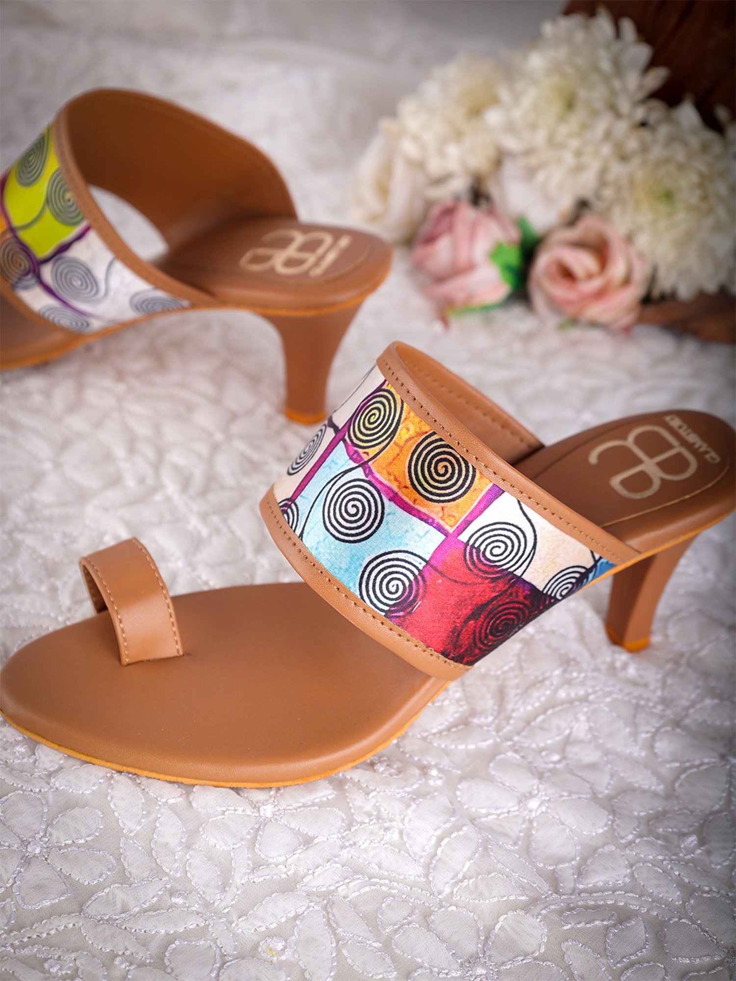 Glam Story Women's Masakali Multicolored Toe Ring Stilettos