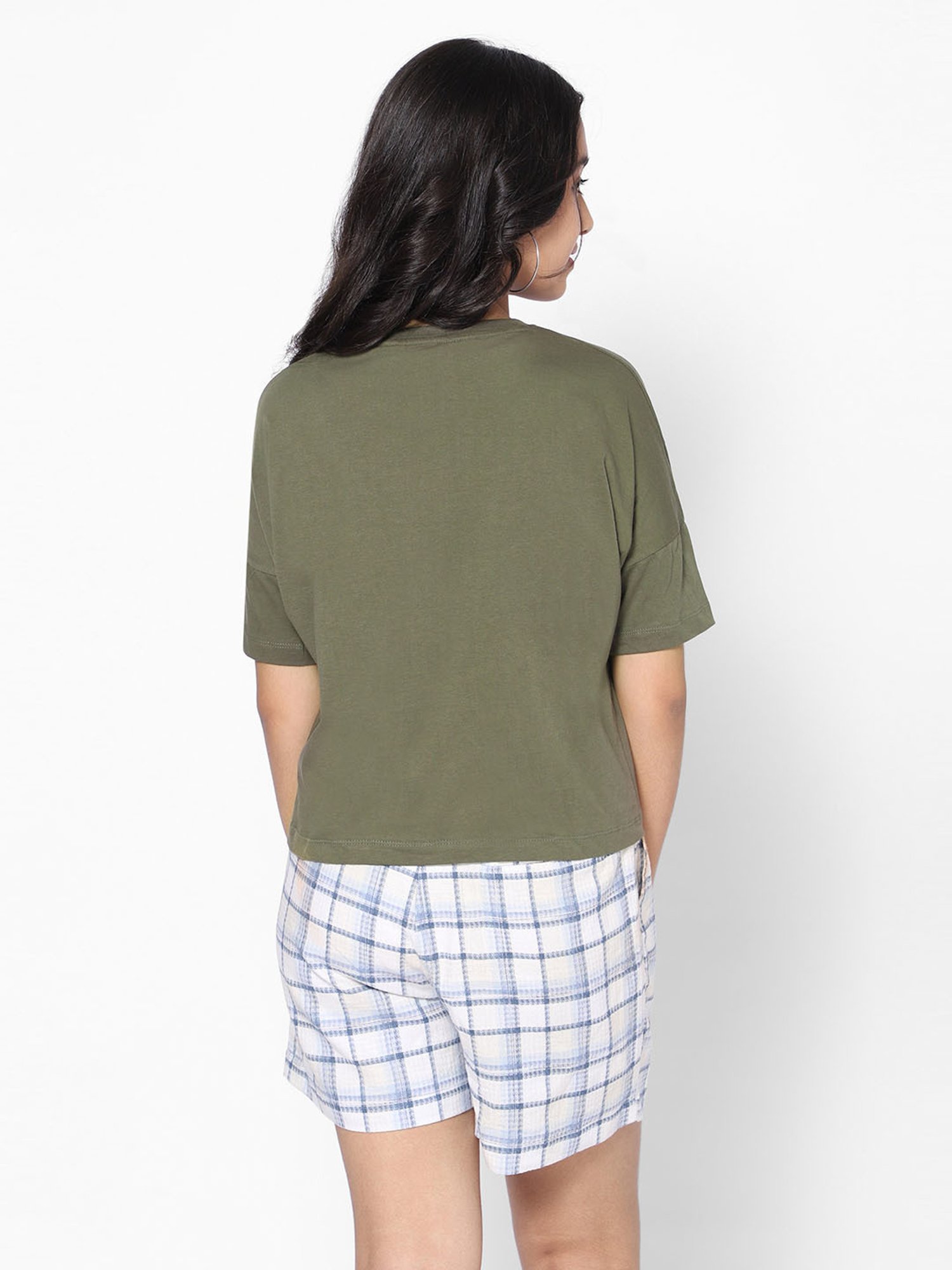 TeenTrums Girls Olive Graphic Print Top