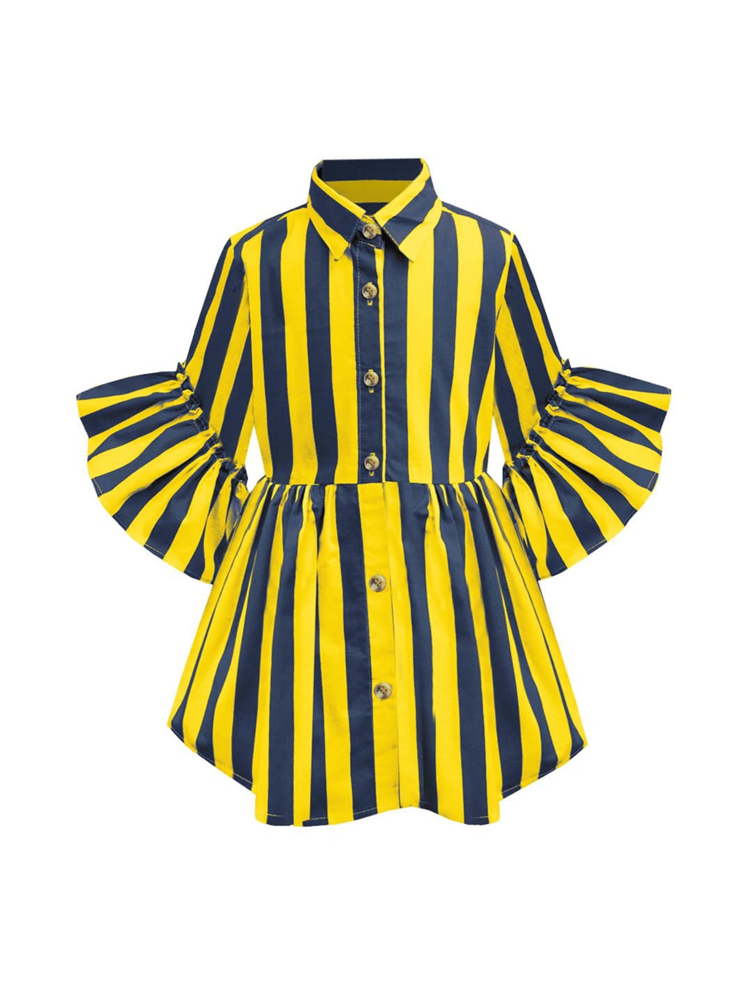 A.T.U.N. Mustard & Navy Striped Shirt Dress