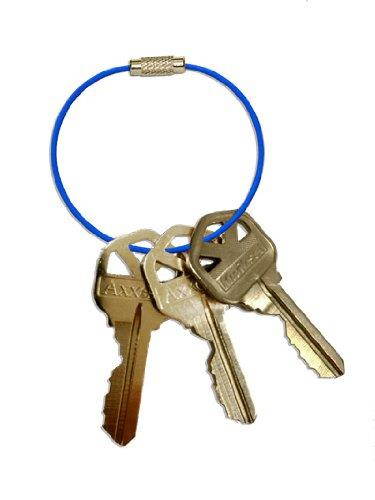 MantaRing - Cable Key Ring with Screw Lock - Strong, Flexible, Waterproof. One Ring for Keys and So Much More (5 Pack) (Blue)