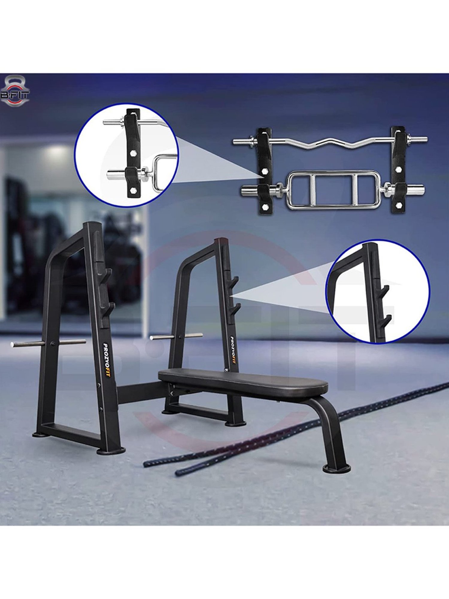 B Fit Wall Mounted Horizontal Barbell Holder Set of 2 (Black)