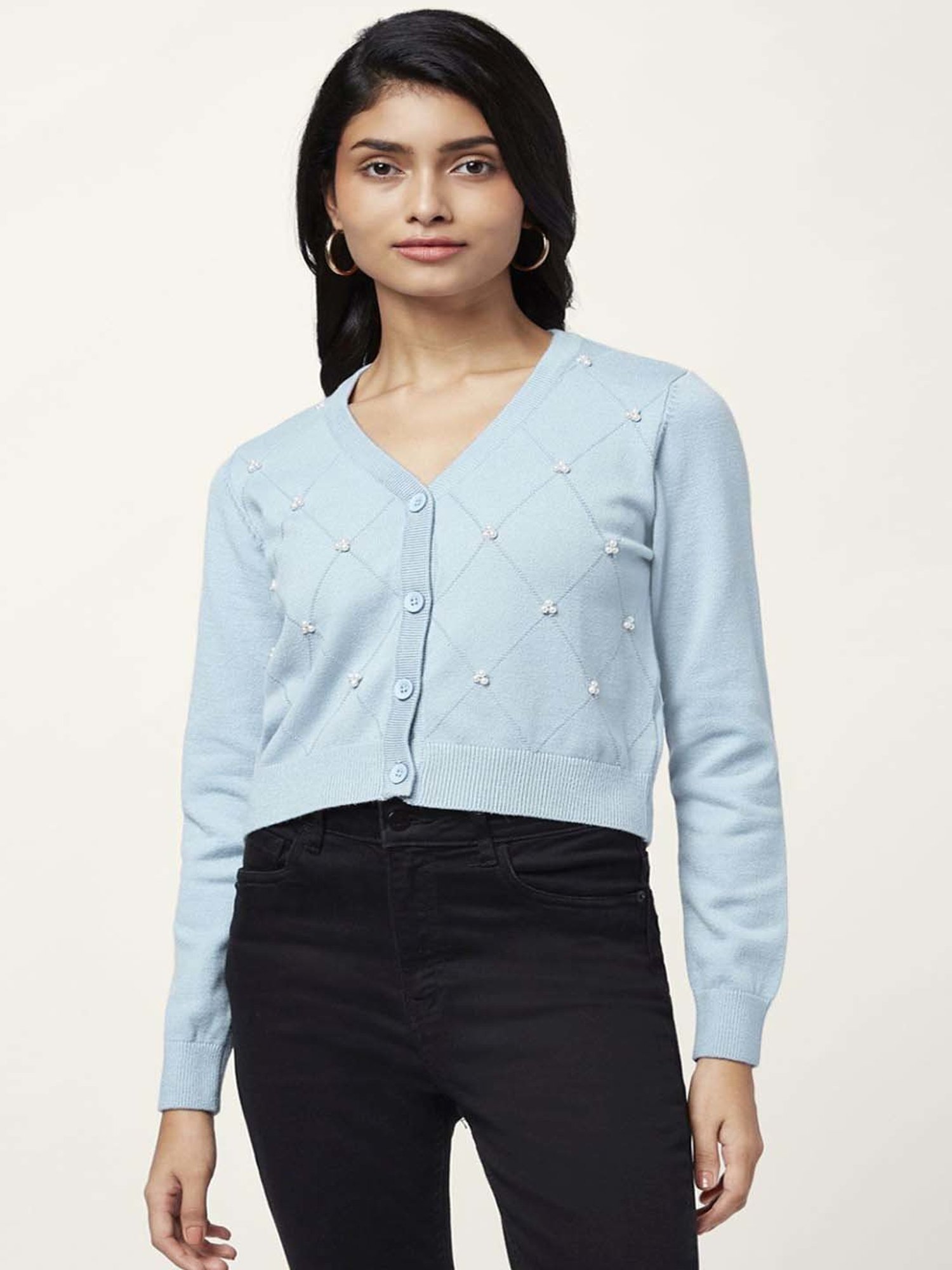 Honey by Pantaloons Blue Embellished Cardigan