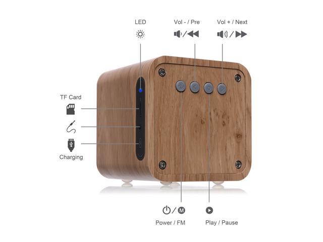 Bluetooth Speaker Wooden, Portable Bluetooth 4.0 Speakers with 70mm Big-Driver, Wireless Computer Speaker with Enhanced Bass Resonator