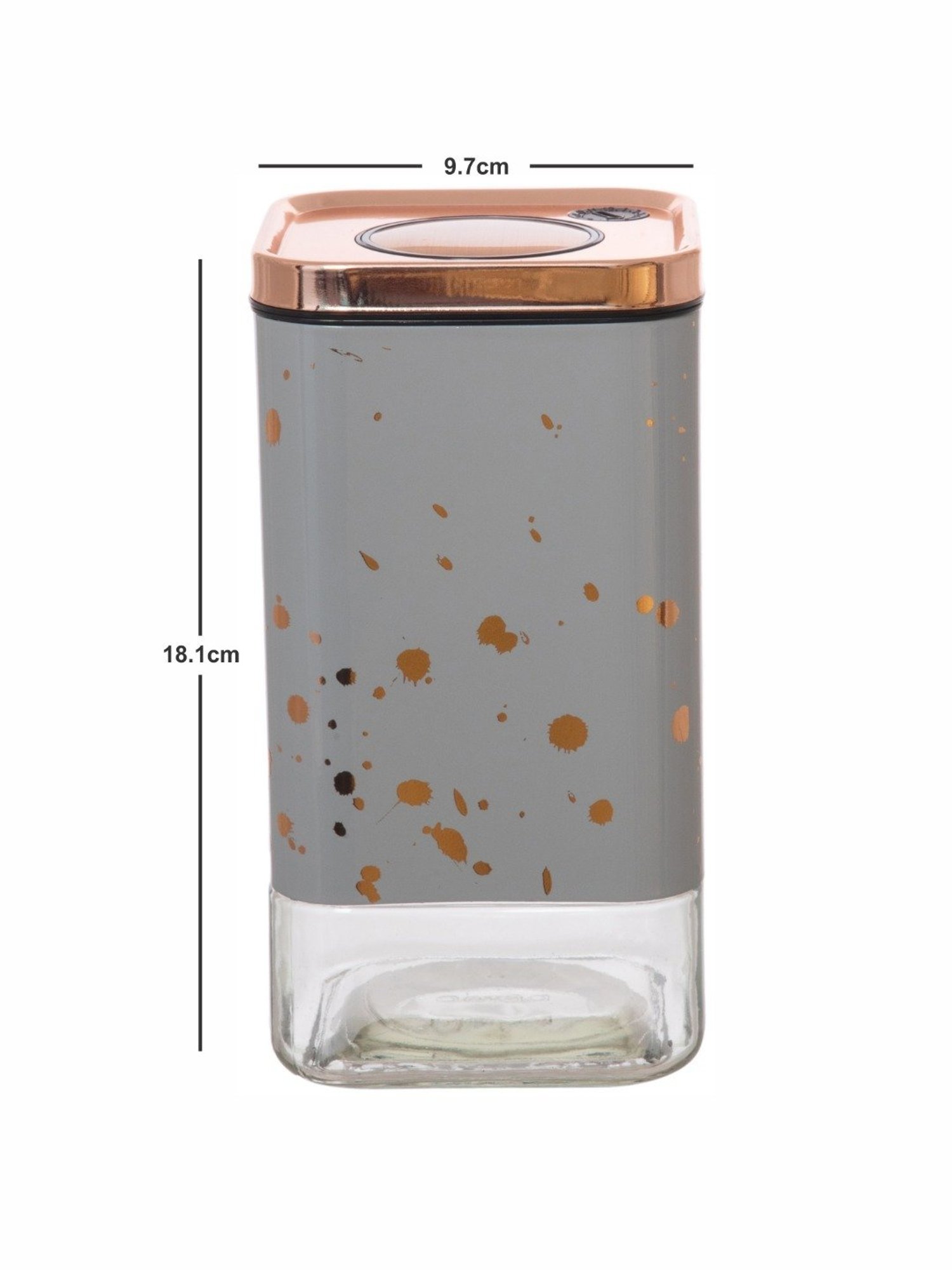 White Gold Silver Glass Storage Jar with Lid (0.9L)