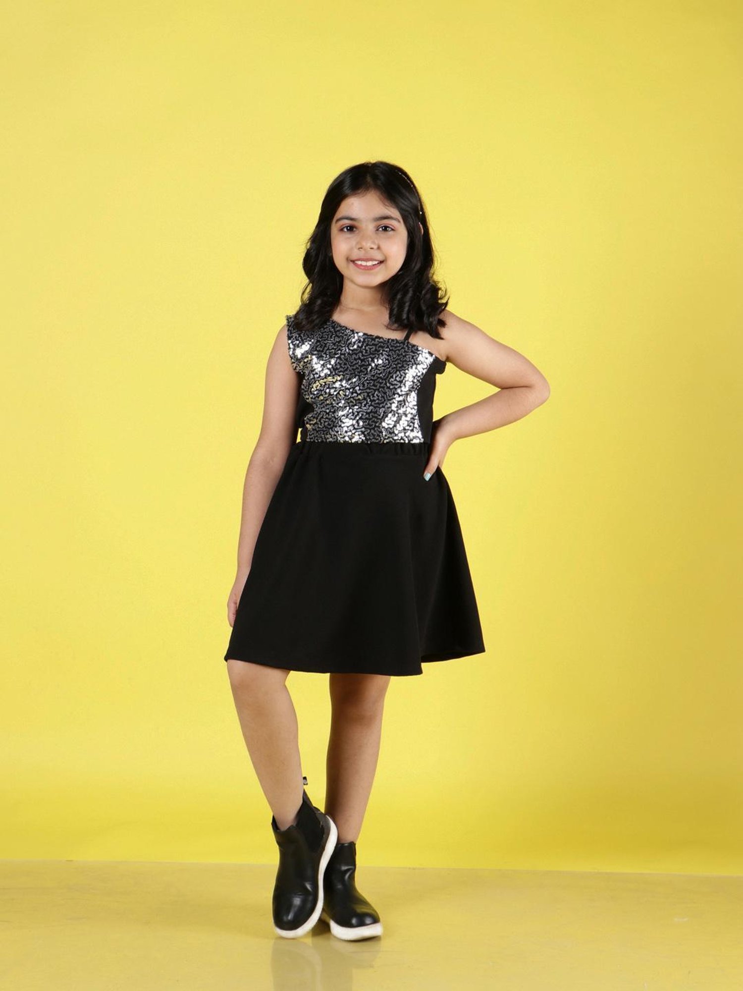 NEUDIS Kids Black Embellished Top with Skirt