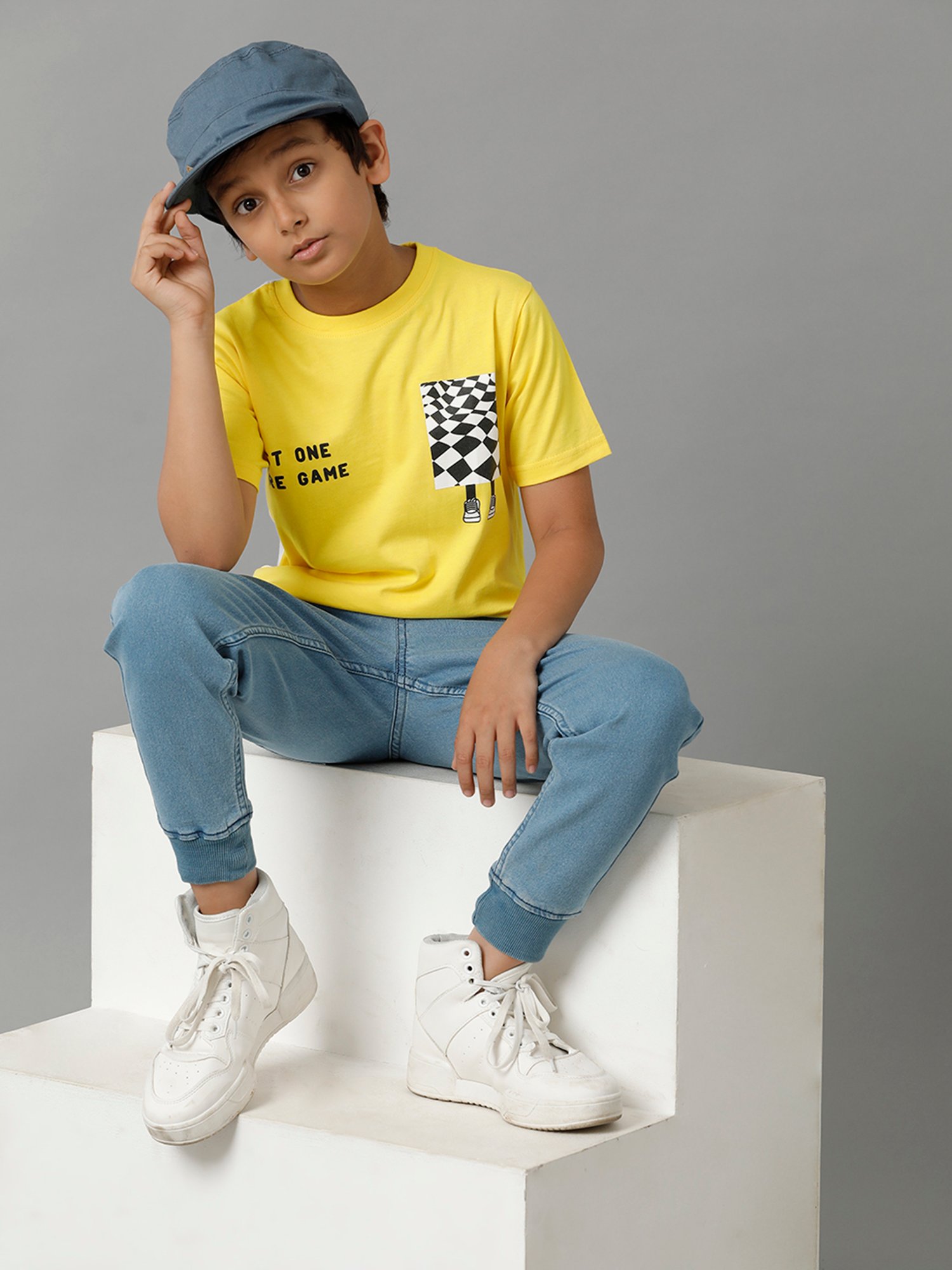 Under Fourteen Only Kids Yellow Printed T-Shirt