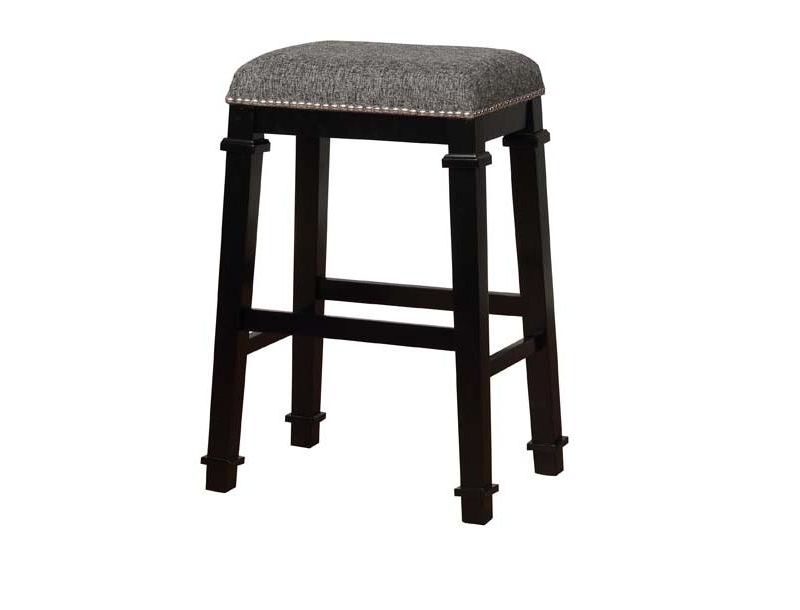 Linon Kyley Black and White Tweed Backless Bar Stool