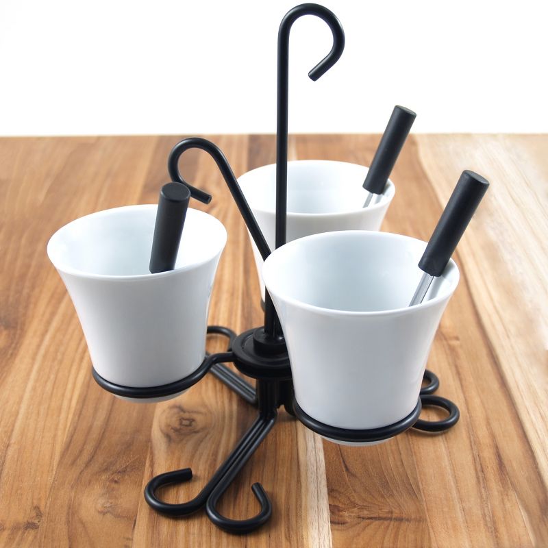 Gibson Elite 2 Piece Gracious Dining Ceramic Bowl Set With Acacia Wood Tray