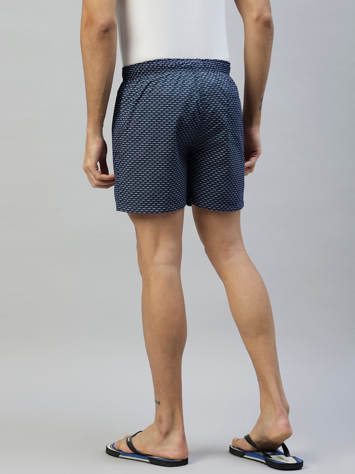 Don Vino Navy Printed Cotton Boxer Shorts