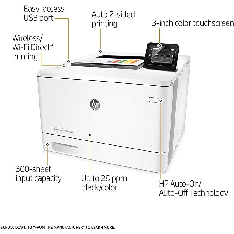 LaserJet Pro M452dw Wireless Color Laser Printer with Duplex Printing CF394A