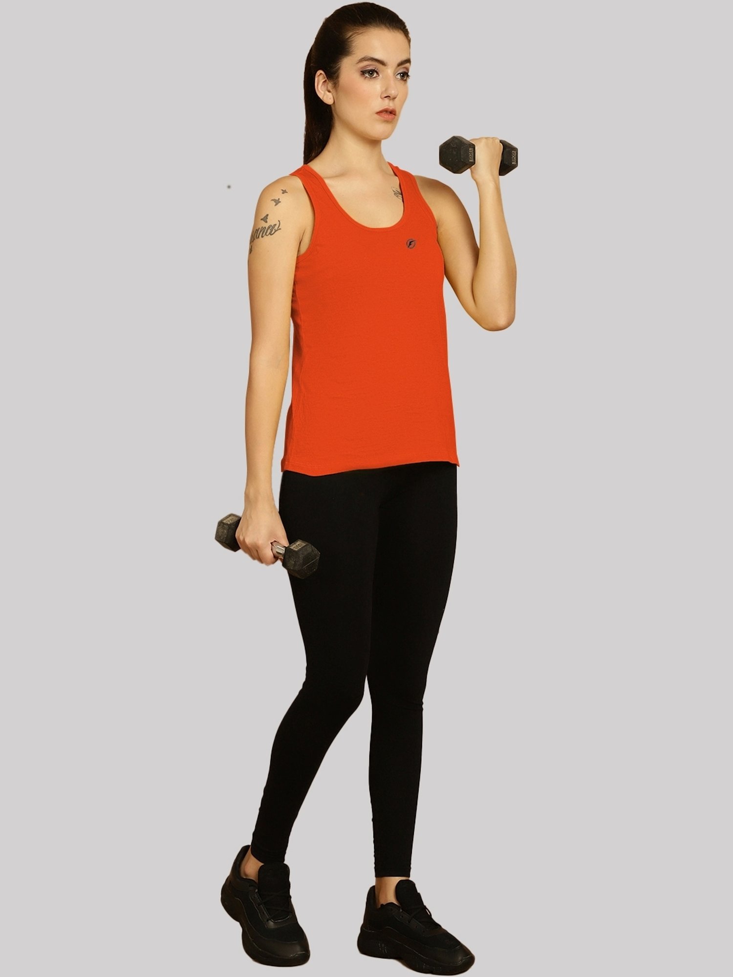 Friskers White & Orange Cotton Sports Tank Top - Pack Of 2