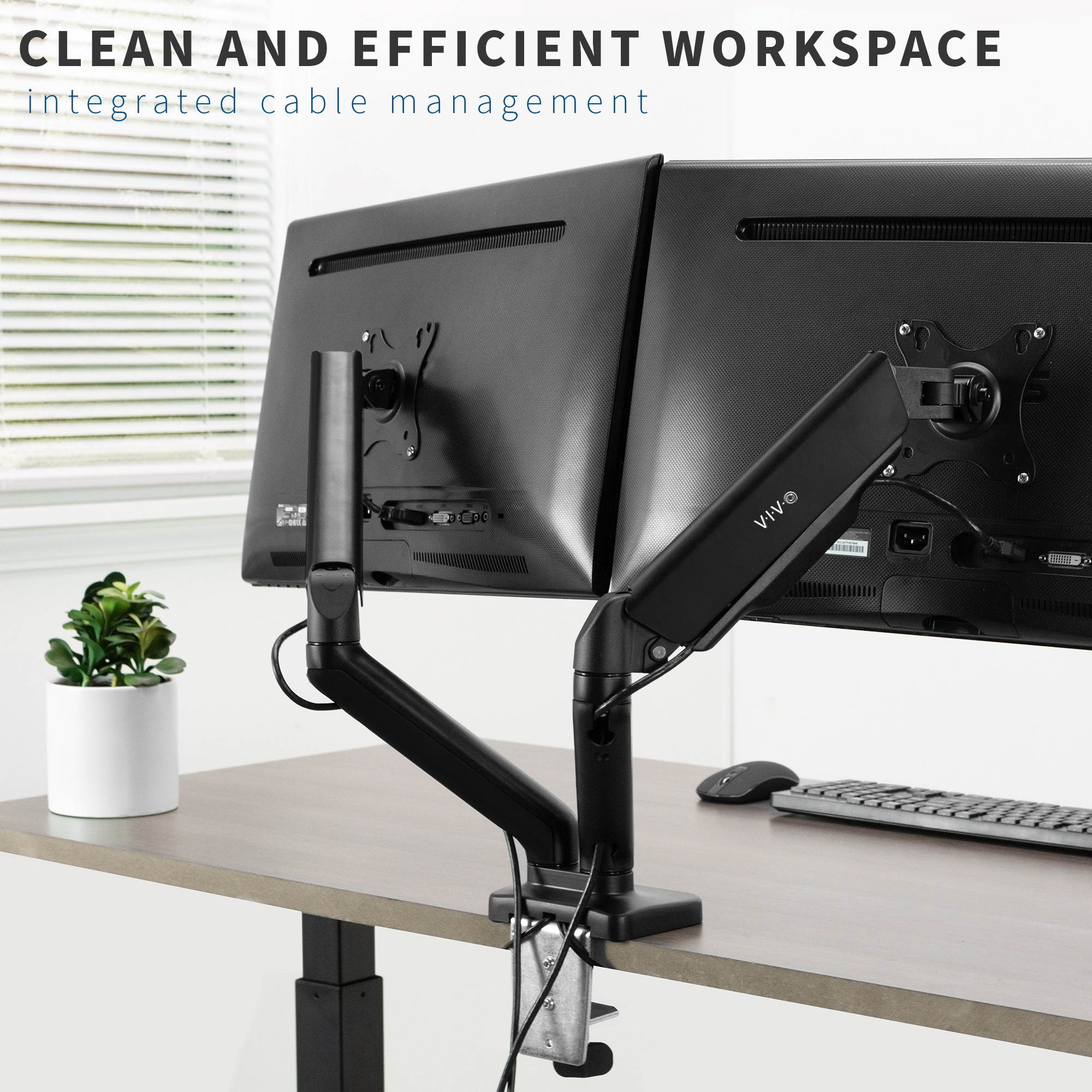 VIVO Dual Monitor Counterbalance Gas Spring Desk Mount Stand w/ USB and Audio | Fits Screens up to 27" (STAND-V002OU)
