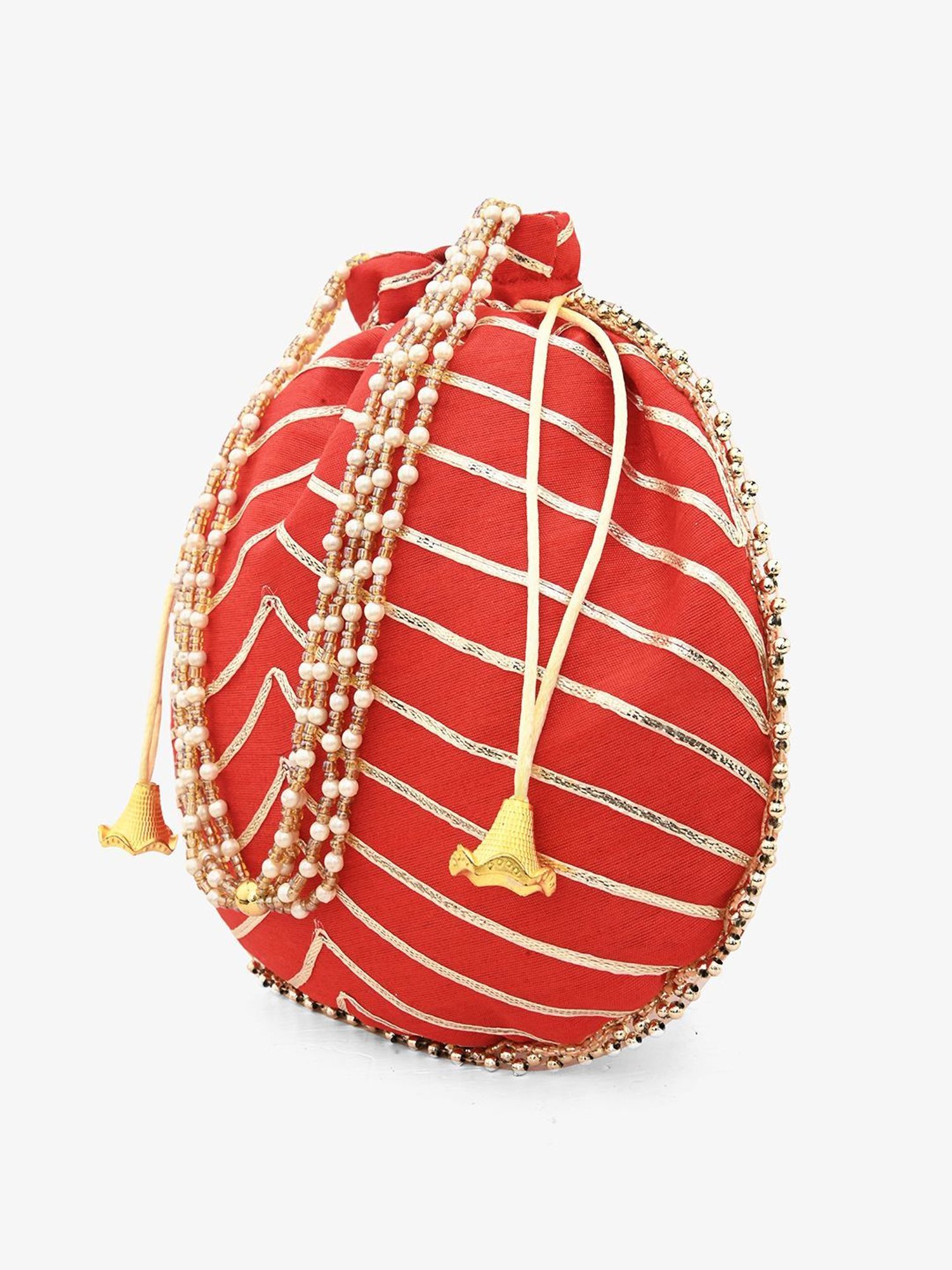 Gaurapakhi Red Striped Small Potli