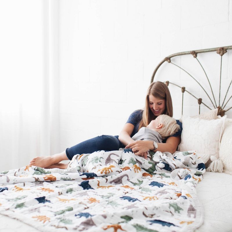 Little Unicorn XL Big Kid Cotton Muslin Quilt - Dino Friends