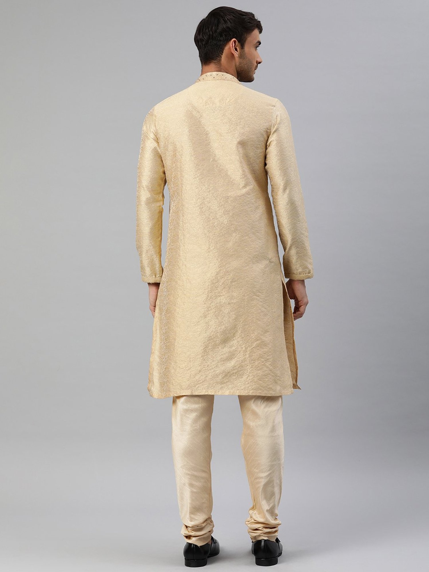 Manthan Beige Regular Fit Self Design Kurta & Churidar Set