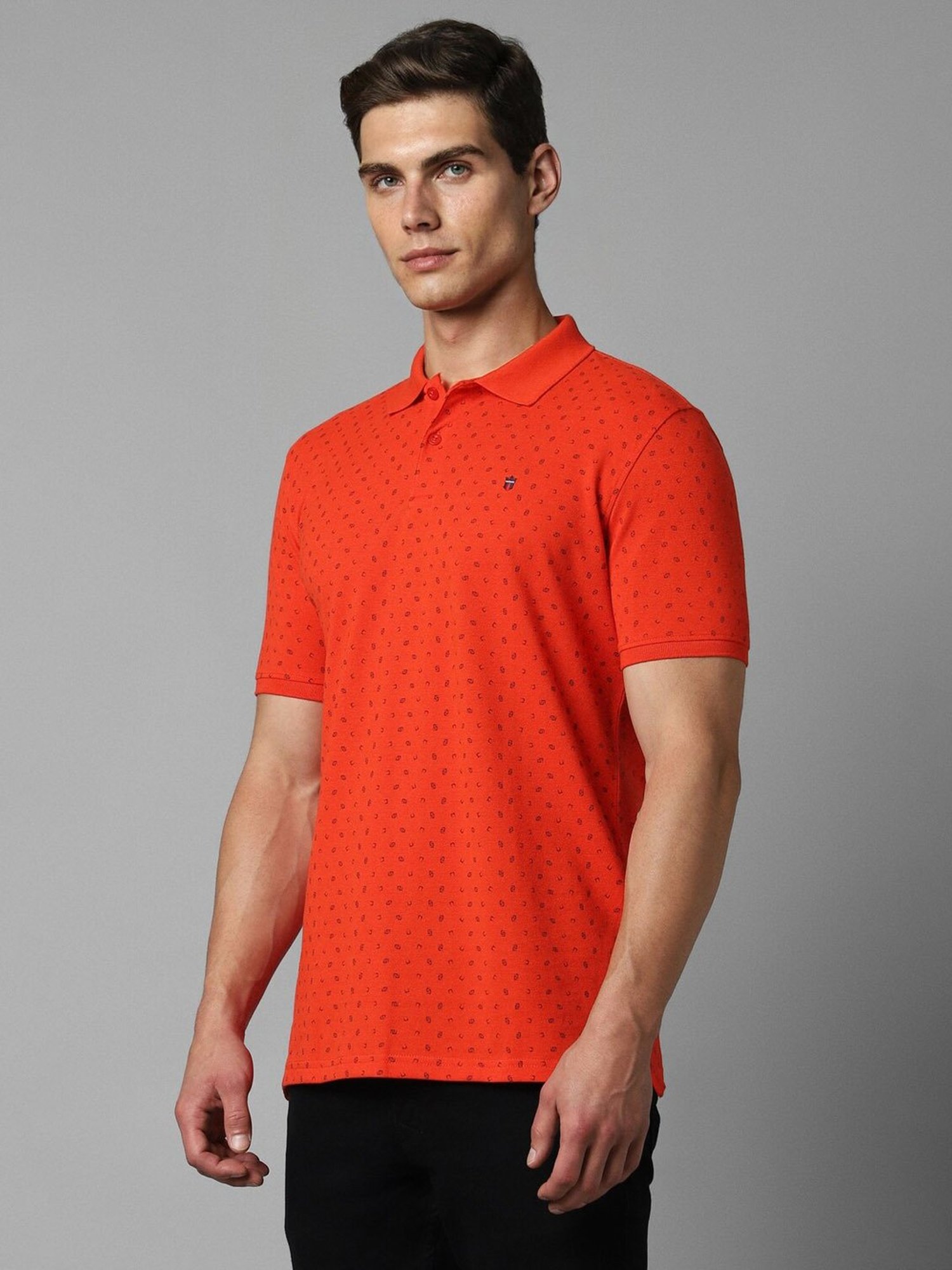 Louis Philippe Sport Orange Slim Fit Printed Polo T-Shirt