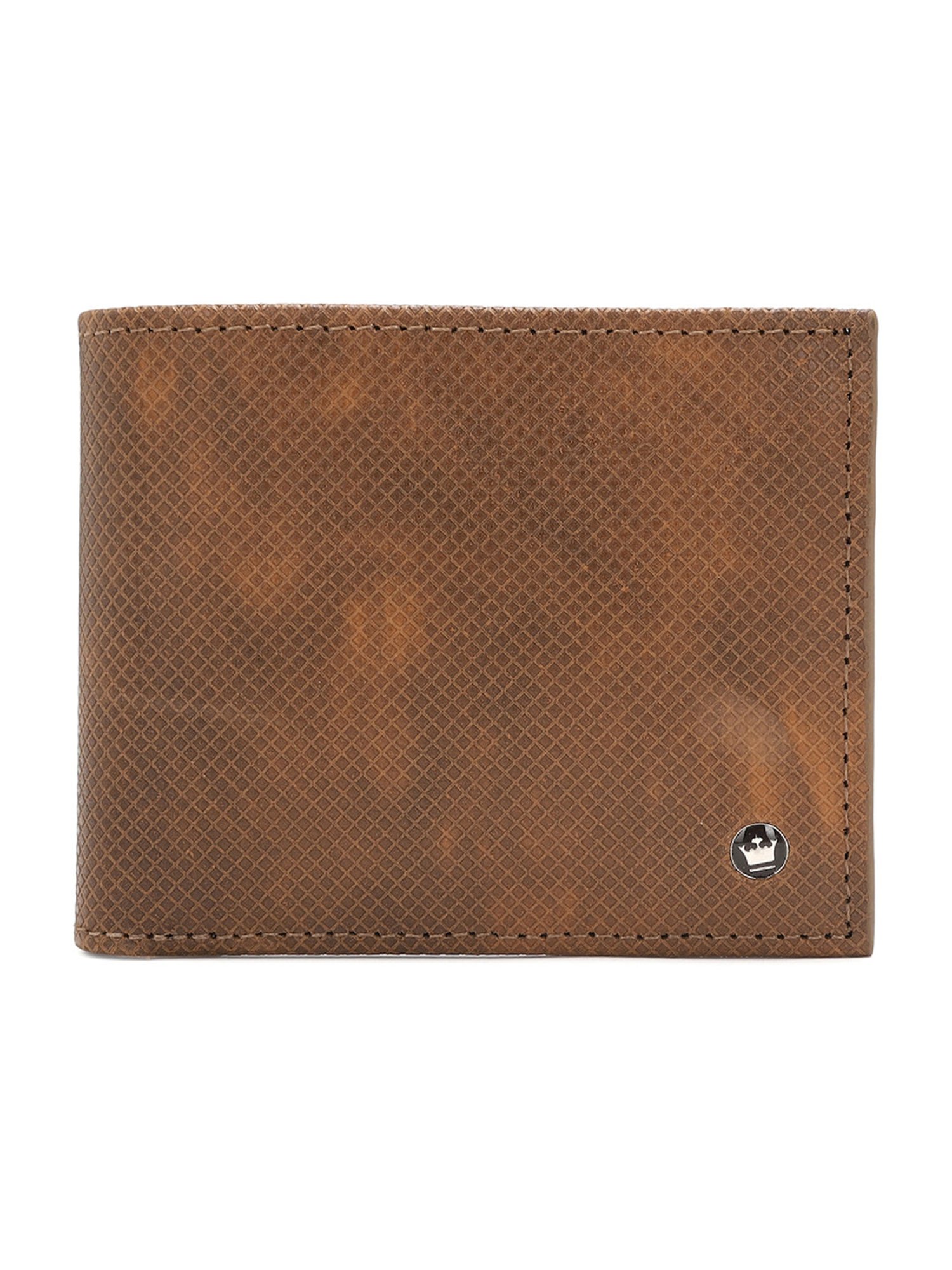 Louis Philippe Brown Textured Leather Bi-Fold Wallet for Men