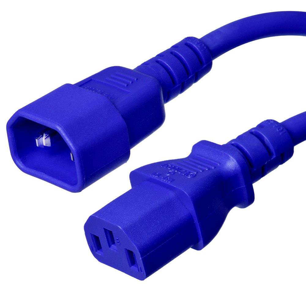 Ironbox C14 to C13 Connector Power Cord - 1 Foot - Blue - 10A/250V - 18/3 SJT - IBX-2817-01