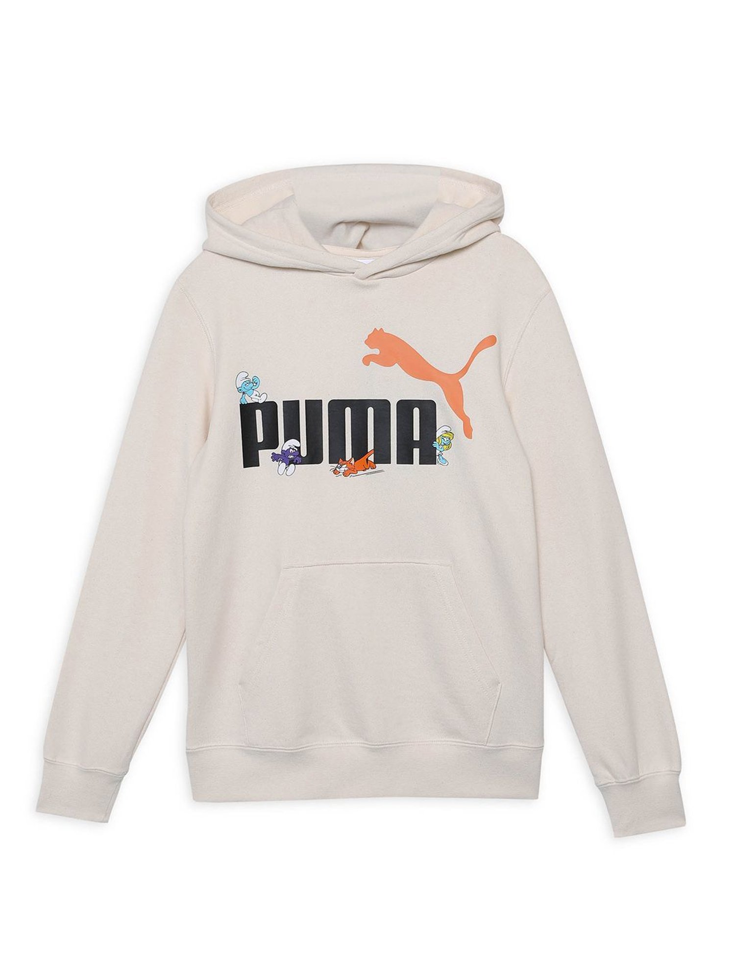 Puma Kids White Printed Full Sleeves Hoodie