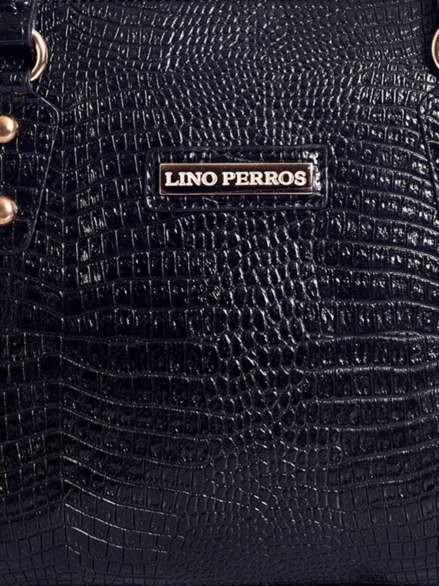 Lino Perros Black Textured Medium Handbag