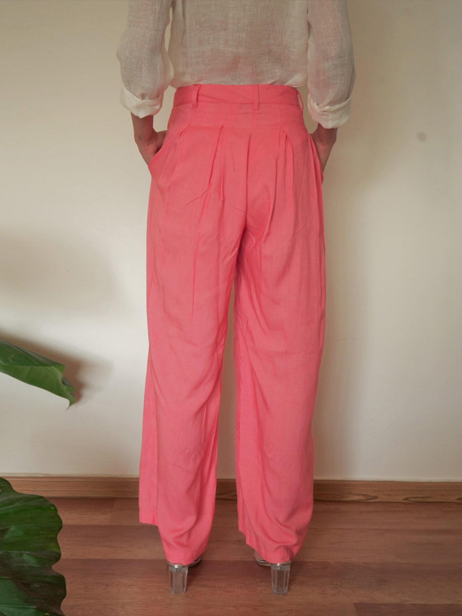 Seesa Coral Pink Capsule Marilyn Wide-Legged Trousers