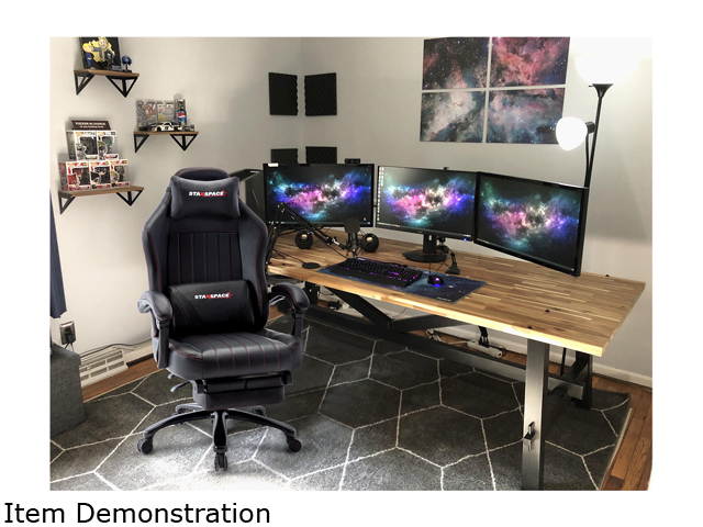 STARSPACE High Back 350lb Memory Foam Ergonomic Reclining Gaming Chair Metal Base - Adjustable Back Angle and Retractable Footrest Racing Executive Computer Desk Office Chair with Thick Padded Arms